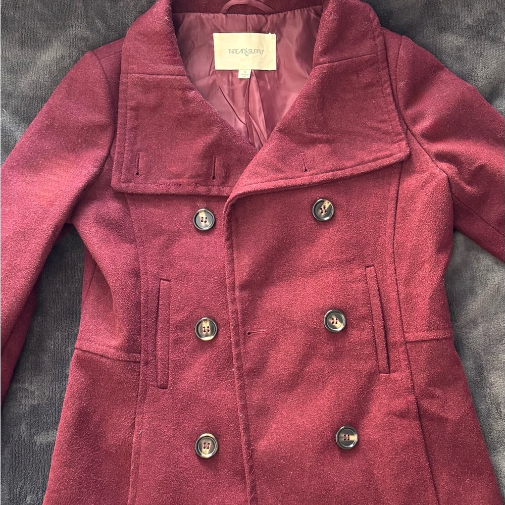 Burgundy Double-Breasted ThreadSupply Women's Coat